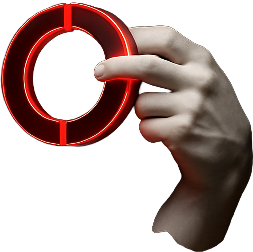 Hand holding glowing red ring
